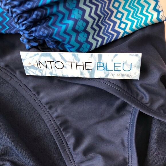 Into the Bleu by Amerex Womens Hipster Bikini Bottom Size 14 Blue Waist Swim - Picture 2 of 4